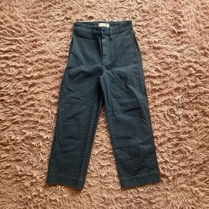 MADEWELL slim emmett wide-leg navy blue crop jeans